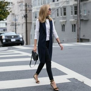 Zara semi sheer black long vest, Medium
